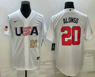 Mens USA Baseball #20 Pete Alonso Number 2023 White World Baseball Classic Stitched Jersey,We sell and wholesale Mens USA Baseball #20 Pete Alonso Number 2023 White World Baseball Classic Stitched Jersey on line form chian!